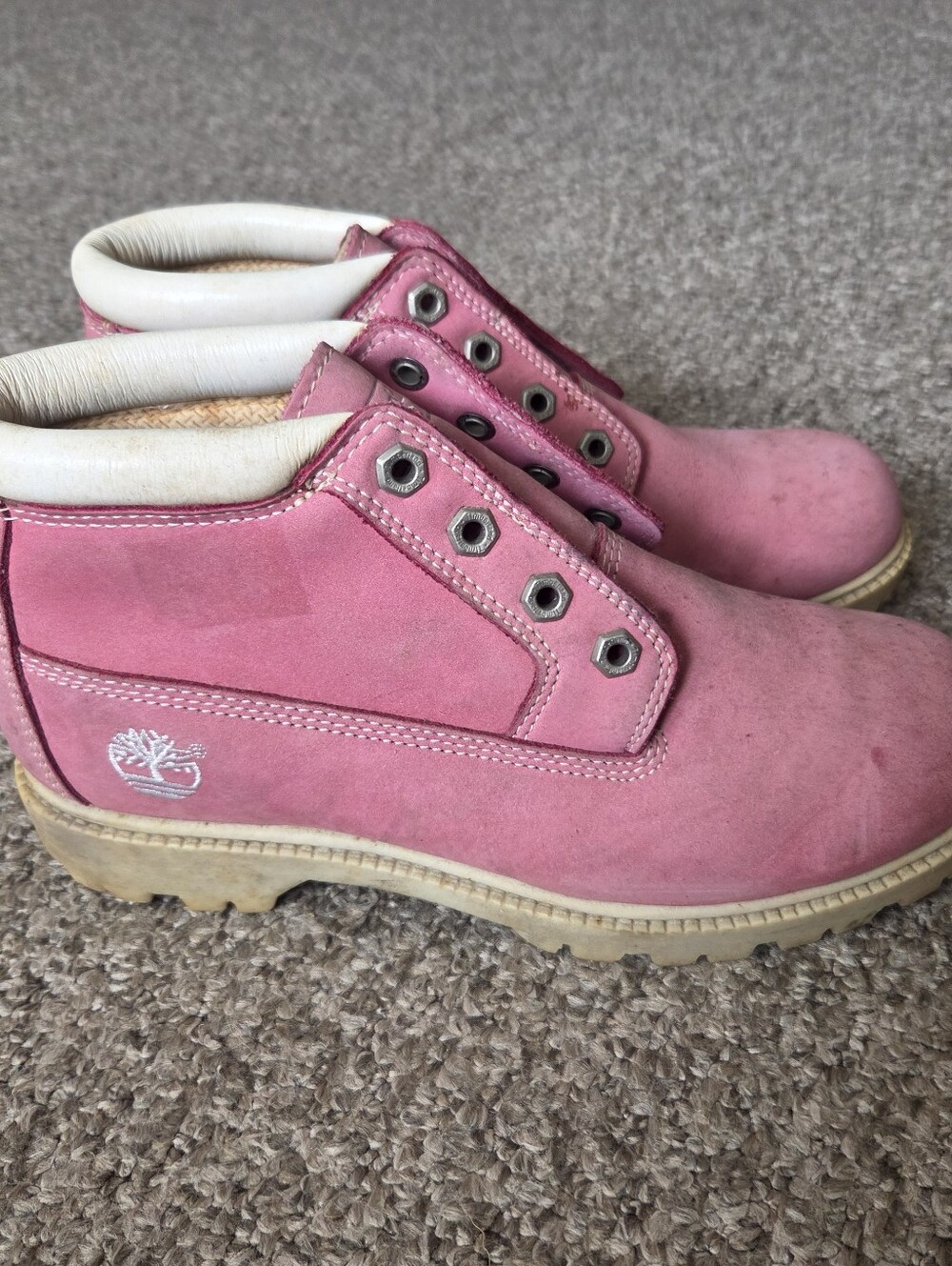 VTG Y2K TIMBERLAND Women’s Nellie Waterproof Chukka Boots Pink Leather Size 8
